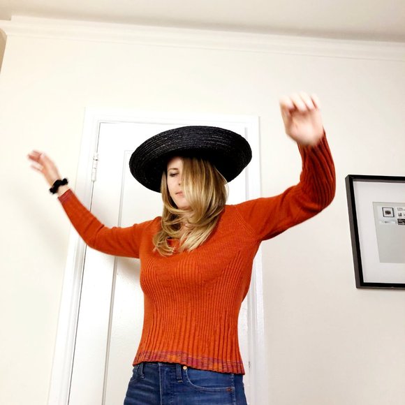 BCBG Black Straw Hat - Picture 11 of 12